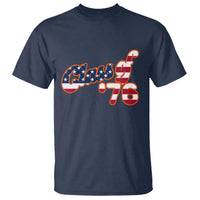 Patriotic Class of 76 Retro American Flag Script T Shirt Graduation Birthday Milestone