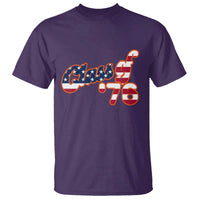 Patriotic Class of 76 Retro American Flag Script T Shirt Graduation Birthday Milestone