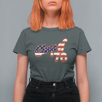 Patriotic Class of 76 Retro American Flag Script T Shirt For Women Graduation Birthday Milestone