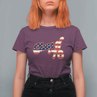 Patriotic Class of 76 Retro American Flag Script T Shirt For Women Graduation Birthday Milestone