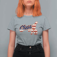 Patriotic Class of 76 Retro American Flag Script T Shirt For Women Graduation Birthday Milestone