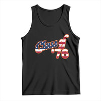 Patriotic Class of 76 Retro American Flag Script Tank Top Graduation Birthday Milestone