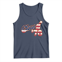 Patriotic Class of 76 Retro American Flag Script Tank Top Graduation Birthday Milestone