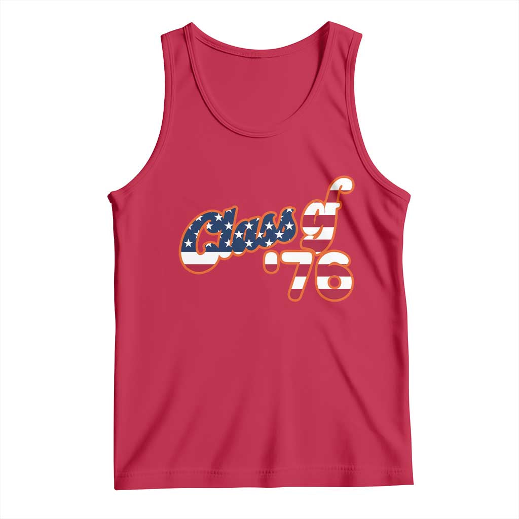 Patriotic Class of 76 Retro American Flag Script Tank Top Graduation Birthday Milestone