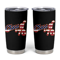 Patriotic Class of 76 Retro American Flag Script Tumbler Cup Graduation Birthday Milestone