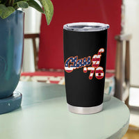 Patriotic Class of 76 Retro American Flag Script Tumbler Cup Graduation Birthday Milestone