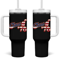 Patriotic Class of 76 Retro American Flag Script Tumbler With Handle Graduation Birthday Milestone