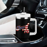 Patriotic Class of 76 Retro American Flag Script Tumbler With Handle Graduation Birthday Milestone