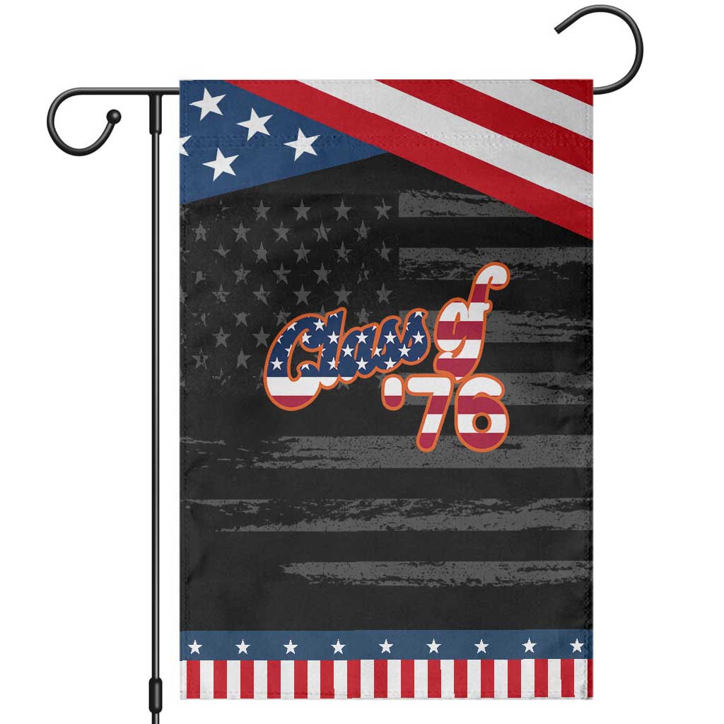 Class of 76 Retro American Flag Script Patriotic Garden Flag Graduation Birthday Milestone