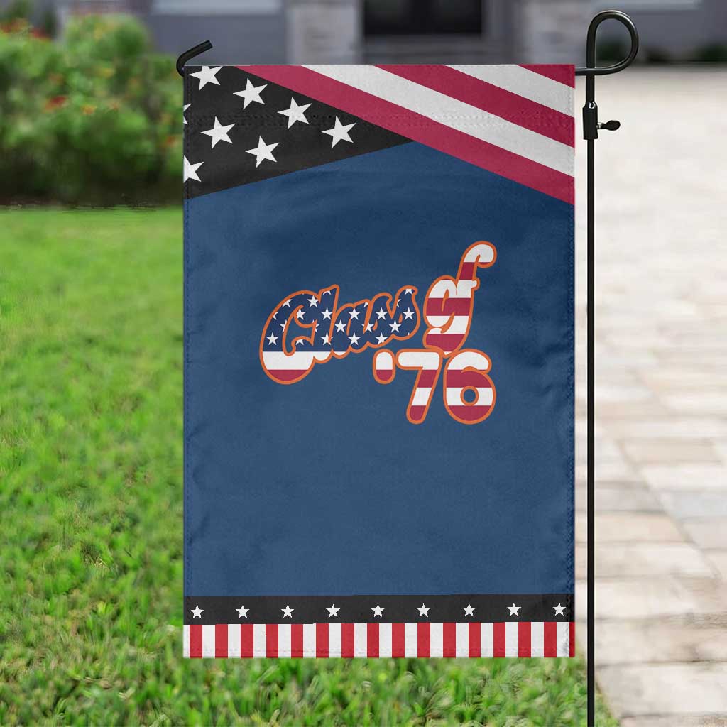 Class of 76 Retro American Flag Script Patriotic Garden Flag Graduation Birthday Milestone