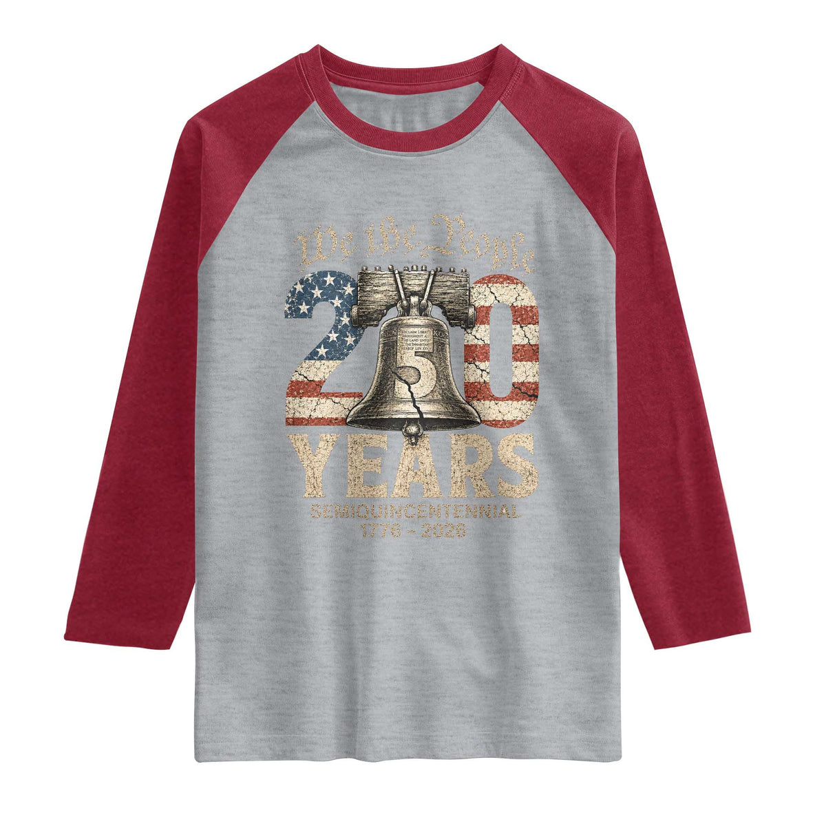 We The People 250 Years Liberty Bell Patriotic Raglan Shirt American Semi-Quincentennial