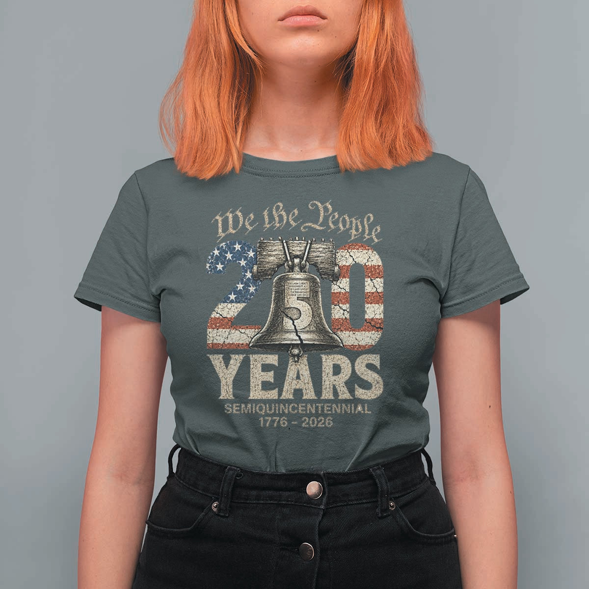 We The People 250 Years Liberty Bell Patriotic T Shirt For Women American Semi-Quincentennial