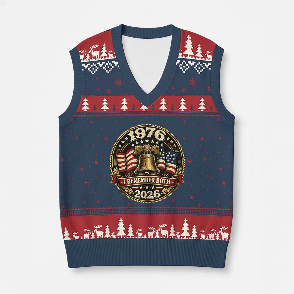 Bicentennial Born 1976 Liberty Bell V-Neck Knit Sweater Vest America 250th Anniversary 50th Birthday