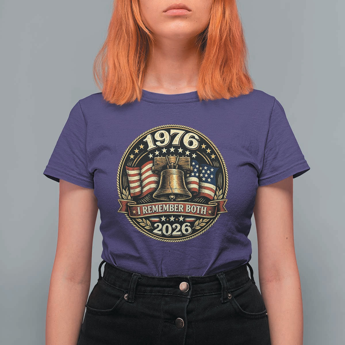 Bicentennial Born 1976 Liberty Bell T Shirt For Women America 250th Anniversary 50th Birthday