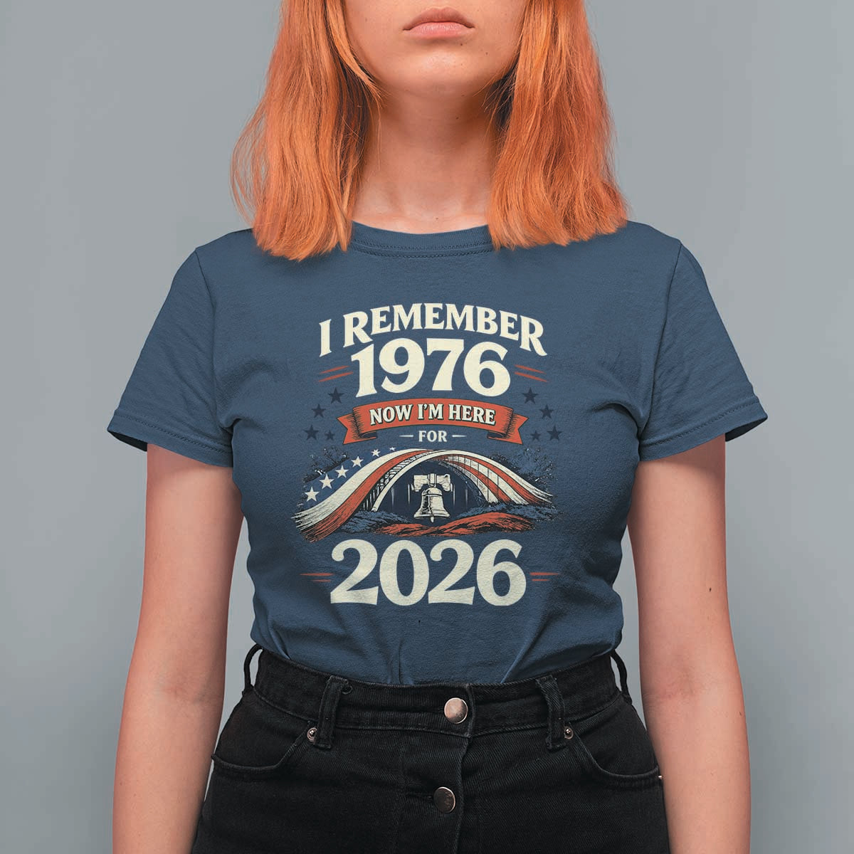 I Remember 1976 Now Im Here For 2026 T Shirt For Women Liberty Bell 50th Birthday