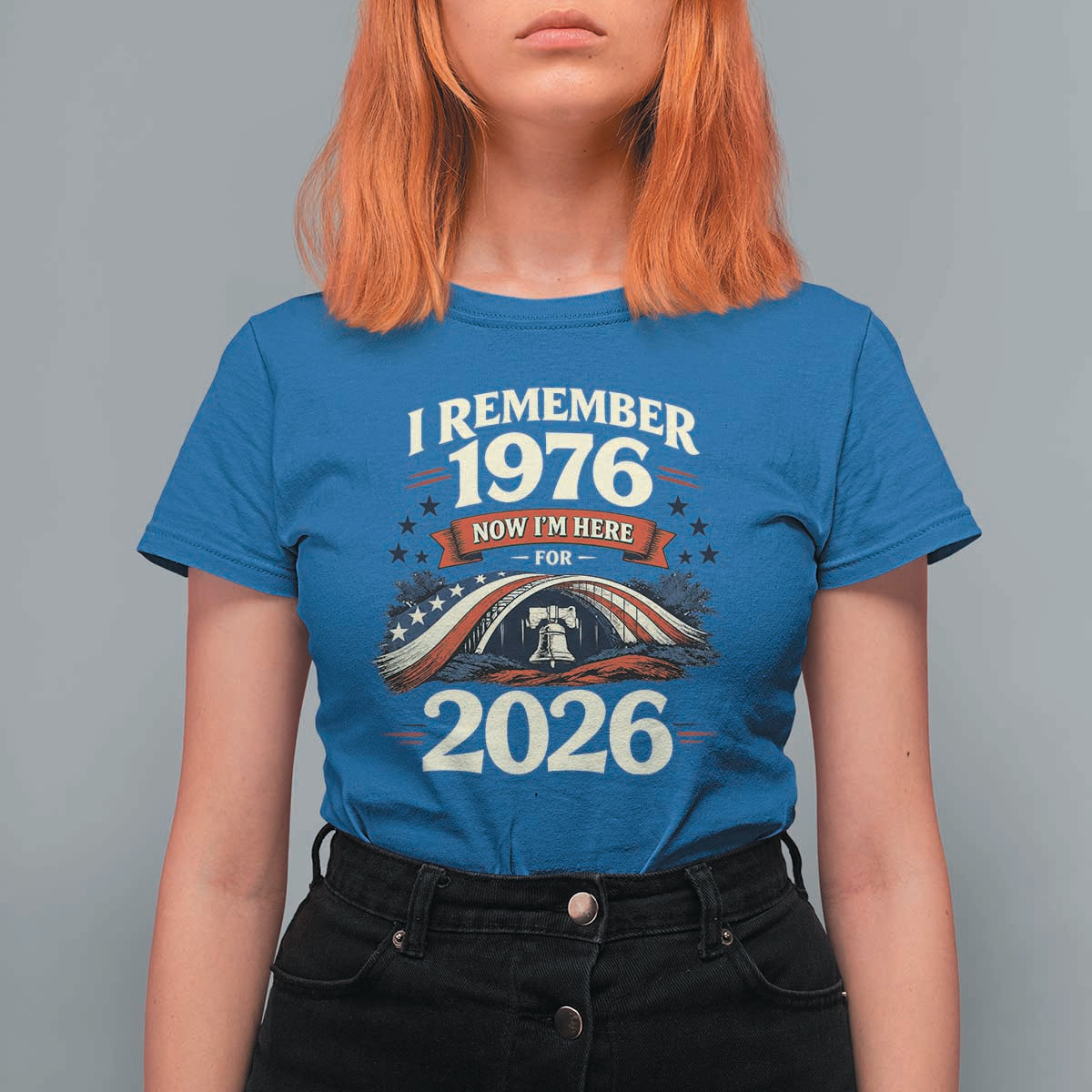 I Remember 1976 Now Im Here For 2026 T Shirt For Women Liberty Bell 50th Birthday