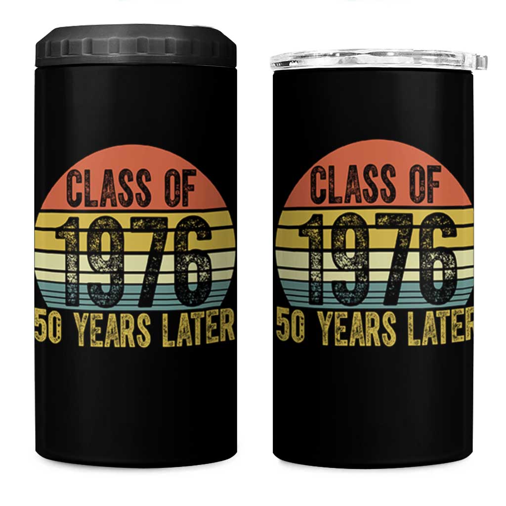 Class of 1976 50 Years Later 4 in 1 Can Cooler Tumbler Retro Sunset Graduation Birthday 50th Milestone