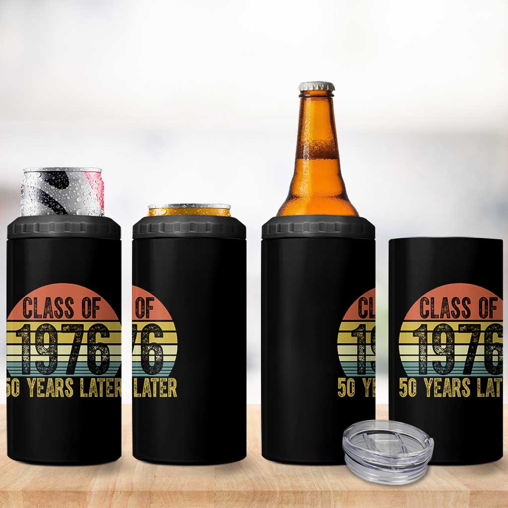 Class of 1976 50 Years Later 4 in 1 Can Cooler Tumbler Retro Sunset Graduation Birthday 50th Milestone