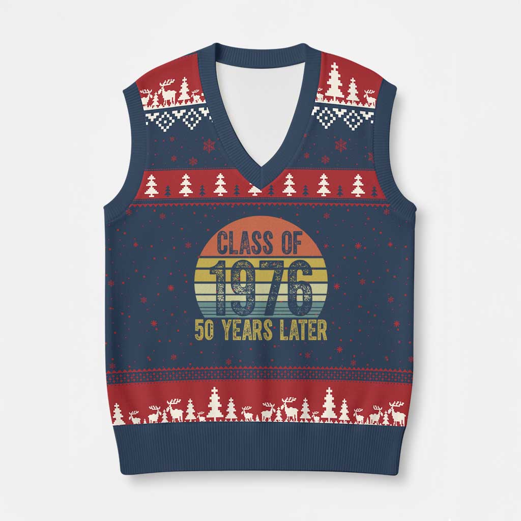 Class of 1976 50 Years Later V-Neck Knit Sweater Vest Retro Sunset Graduation Birthday 50th Milestone