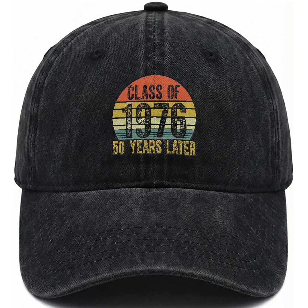 Class of 1976 50 Years Later Washed Cotton Baseball Cap Retro Sunset Graduation Birthday 50th Milestone