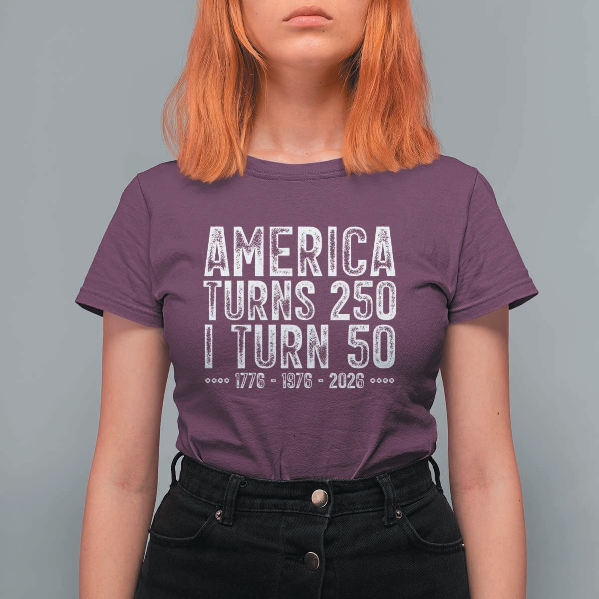 America Turns 250 I Turn 50 T Shirt For Women Funny Patriotic 1976 50th Birthday