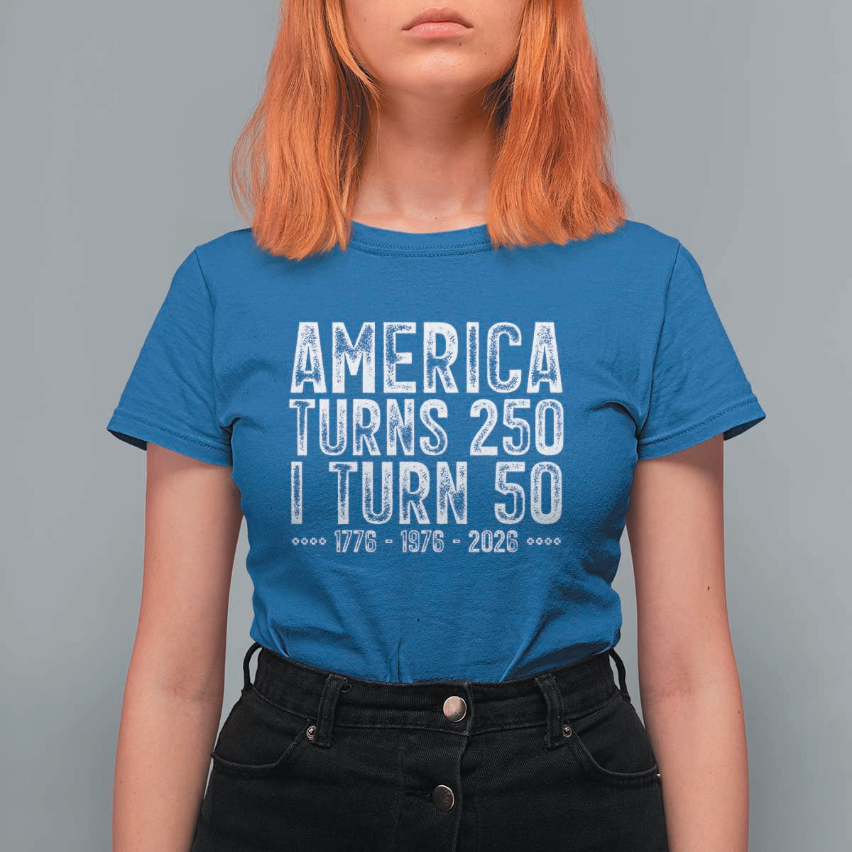 America Turns 250 I Turn 50 T Shirt For Women Funny Patriotic 1976 50th Birthday