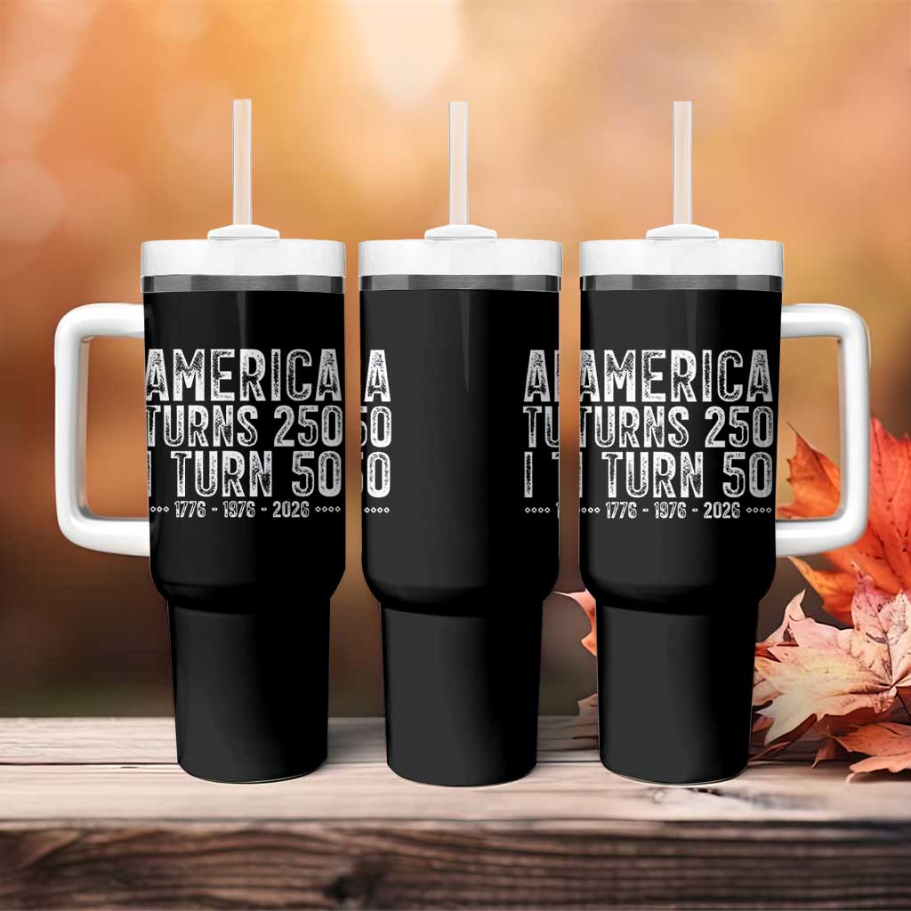 America Turns 250 I Turn 50 Tumbler With Handle Funny Patriotic 1976 50th Birthday