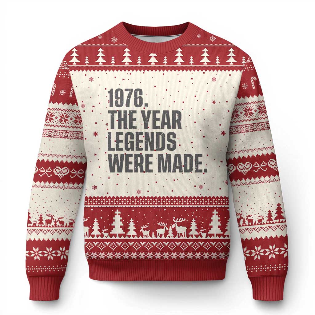 1976 The Year Legends Were Made Ugly Christmas Sweater Minimalist Retro 50th Birthday