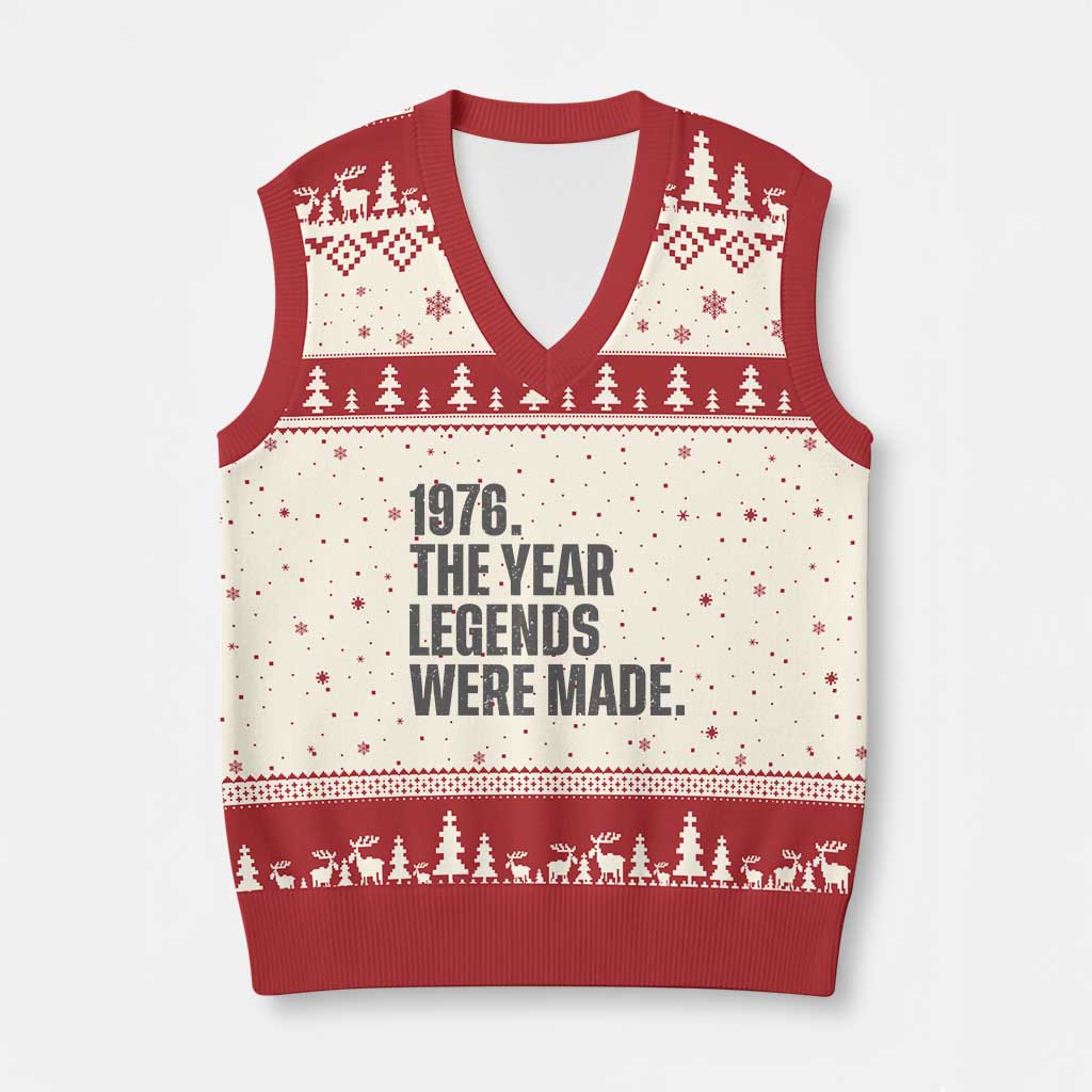 1976 The Year Legends Were Made V-Neck Knit Sweater Vest Minimalist Retro 50th Birthday