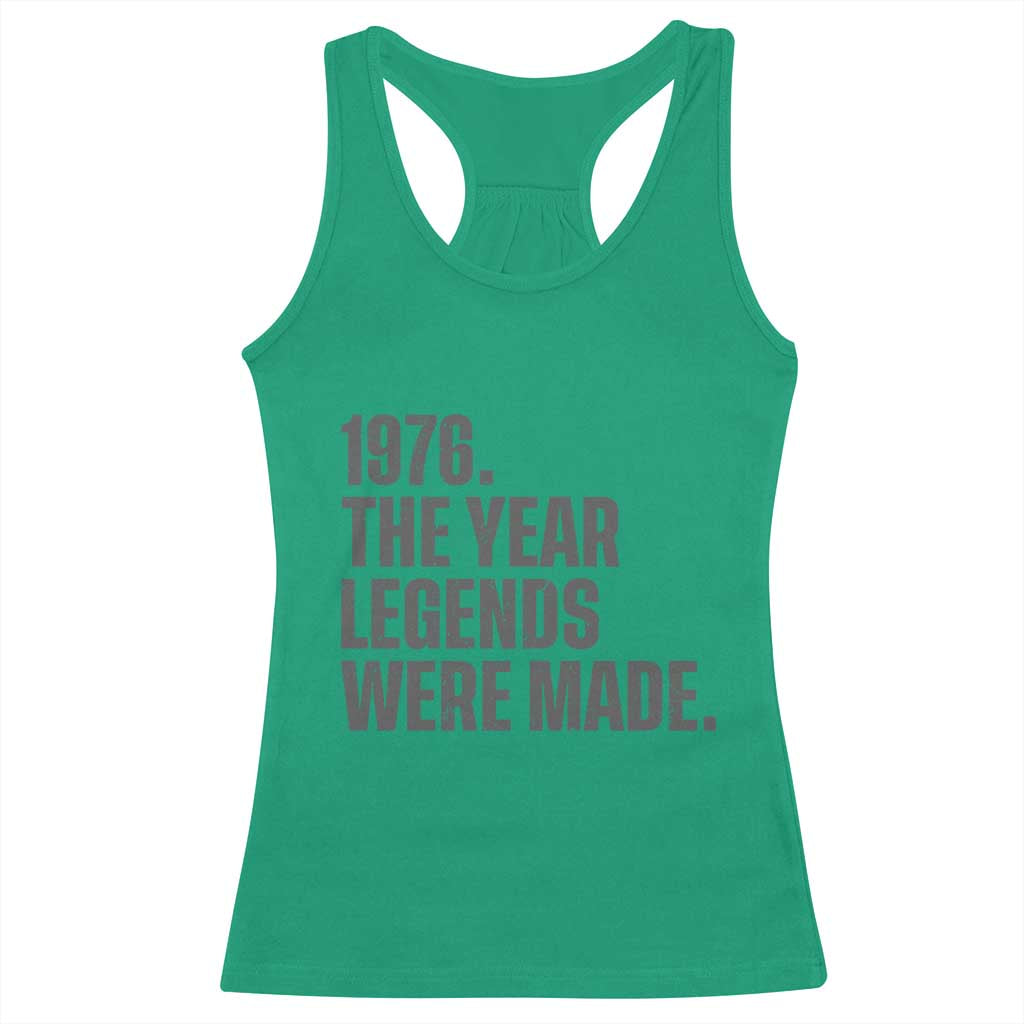 1976 The Year Legends Were Made Racerback Tank Top Minimalist Retro 50th Birthday