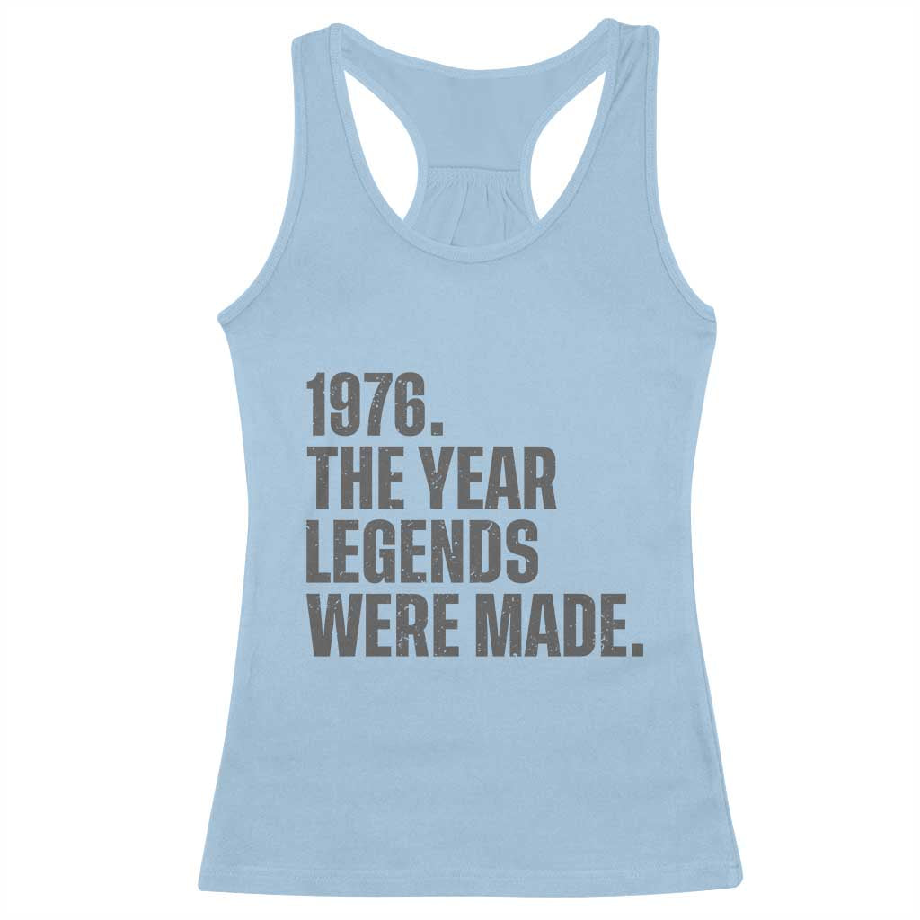 1976 The Year Legends Were Made Racerback Tank Top Minimalist Retro 50th Birthday