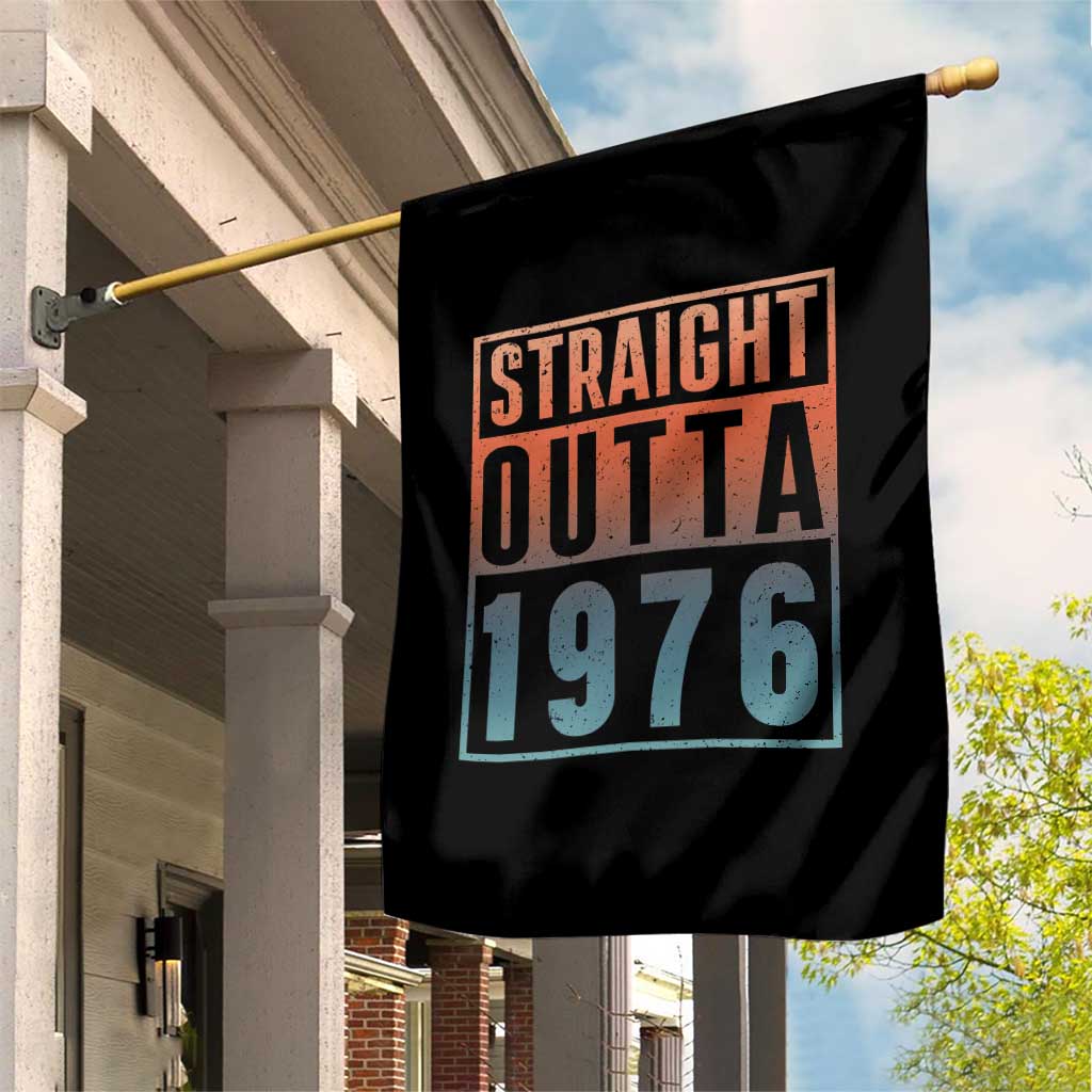 Straight Outta 1976 Garden Flag Funny 50th Birthday Retro Neon Gradient Effect Printing
