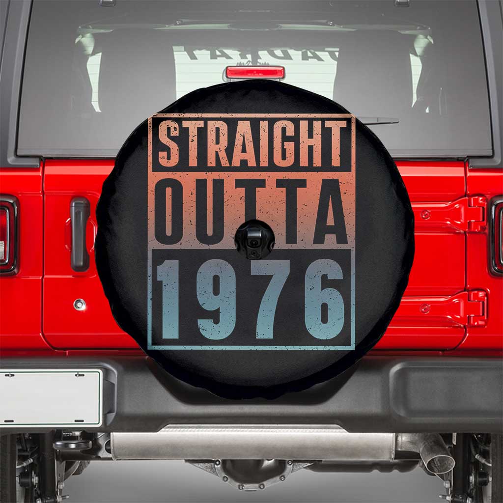 Straight Outta 1976 Spare Tire Cover Funny 50th Birthday Retro Neon Gradient Effect Printing