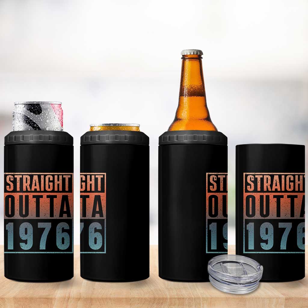 Straight Outta 1976 4 in 1 Can Cooler Tumbler Funny 50th Birthday Retro Neon Gradient Effect Printing