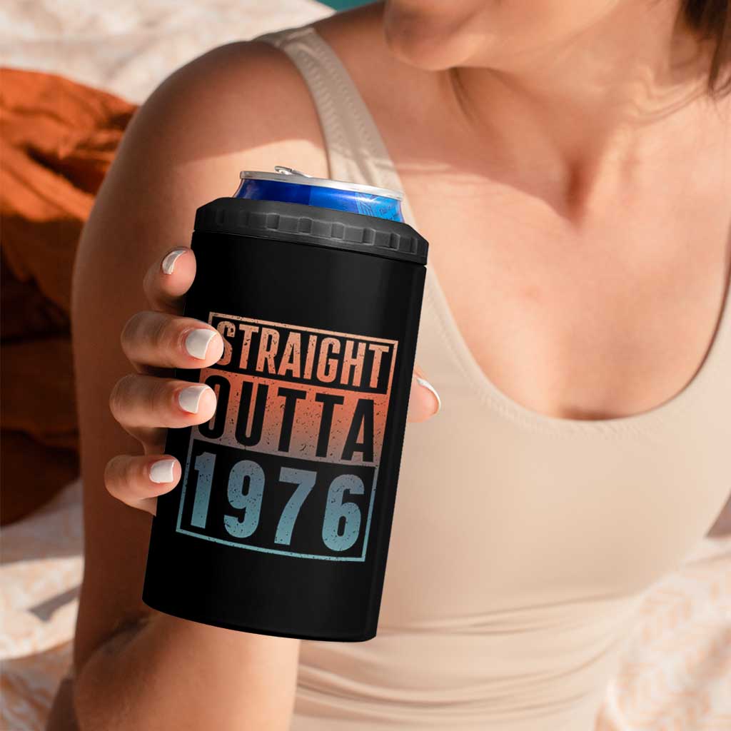 Straight Outta 1976 4 in 1 Can Cooler Tumbler Funny 50th Birthday Retro Neon Gradient Effect Printing