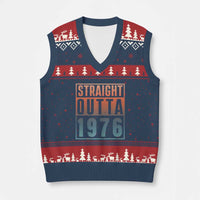 Straight Outta 1976 V-Neck Knit Sweater Vest Funny 50th Birthday Retro Neon Gradient Effect Printing