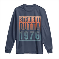 Straight Outta 1976 Long Sleeve Shirt Funny 50th Birthday Retro Neon Gradient Effect Printing