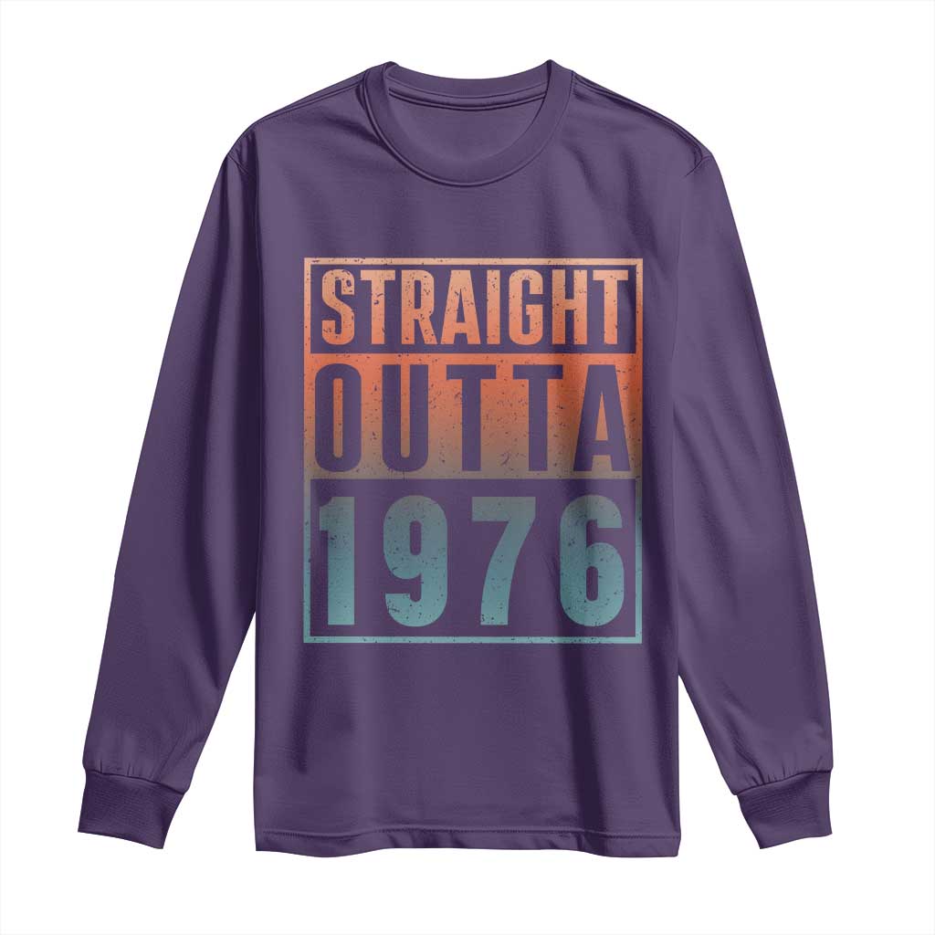 Straight Outta 1976 Long Sleeve Shirt Funny 50th Birthday Retro Neon Gradient Effect Printing