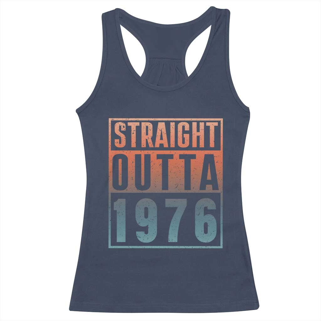 Straight Outta 1976 Racerback Tank Top Funny 50th Birthday Retro Neon Gradient Effect Printing