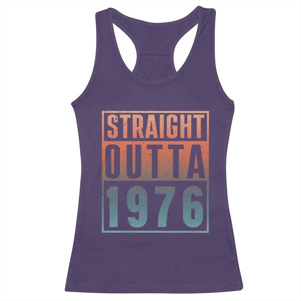 Straight Outta 1976 Racerback Tank Top Funny 50th Birthday Retro Neon Gradient Effect Printing