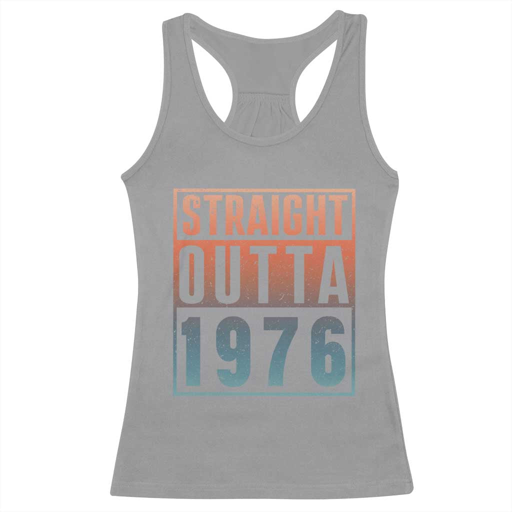 Straight Outta 1976 Racerback Tank Top Funny 50th Birthday Retro Neon Gradient Effect Printing