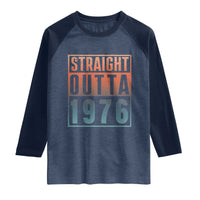 Straight Outta 1976 Raglan Shirt Funny 50th Birthday Retro Neon Gradient Effect Printing