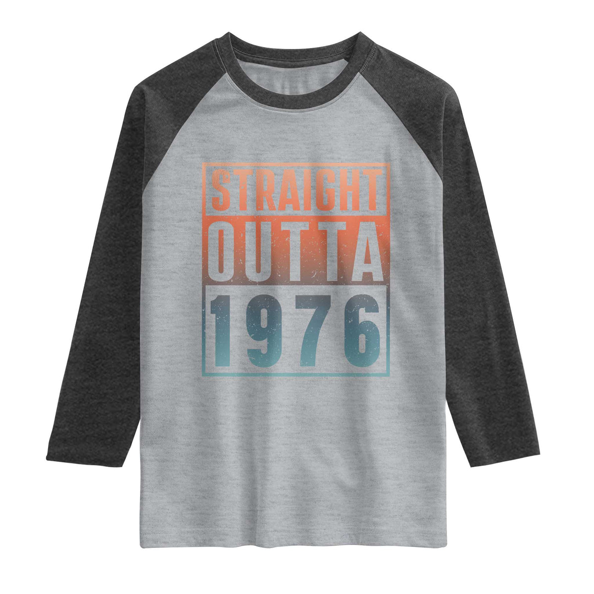 Straight Outta 1976 Raglan Shirt Funny 50th Birthday Retro Neon Gradient Effect Printing