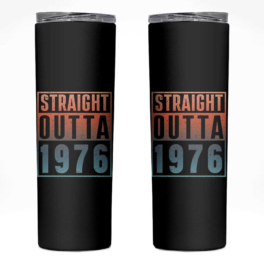 Straight Outta 1976 Skinny Tumbler Funny 50th Birthday Retro Neon Gradient Effect Printing