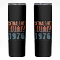 Straight Outta 1976 Skinny Tumbler Funny 50th Birthday Retro Neon Gradient Effect Printing