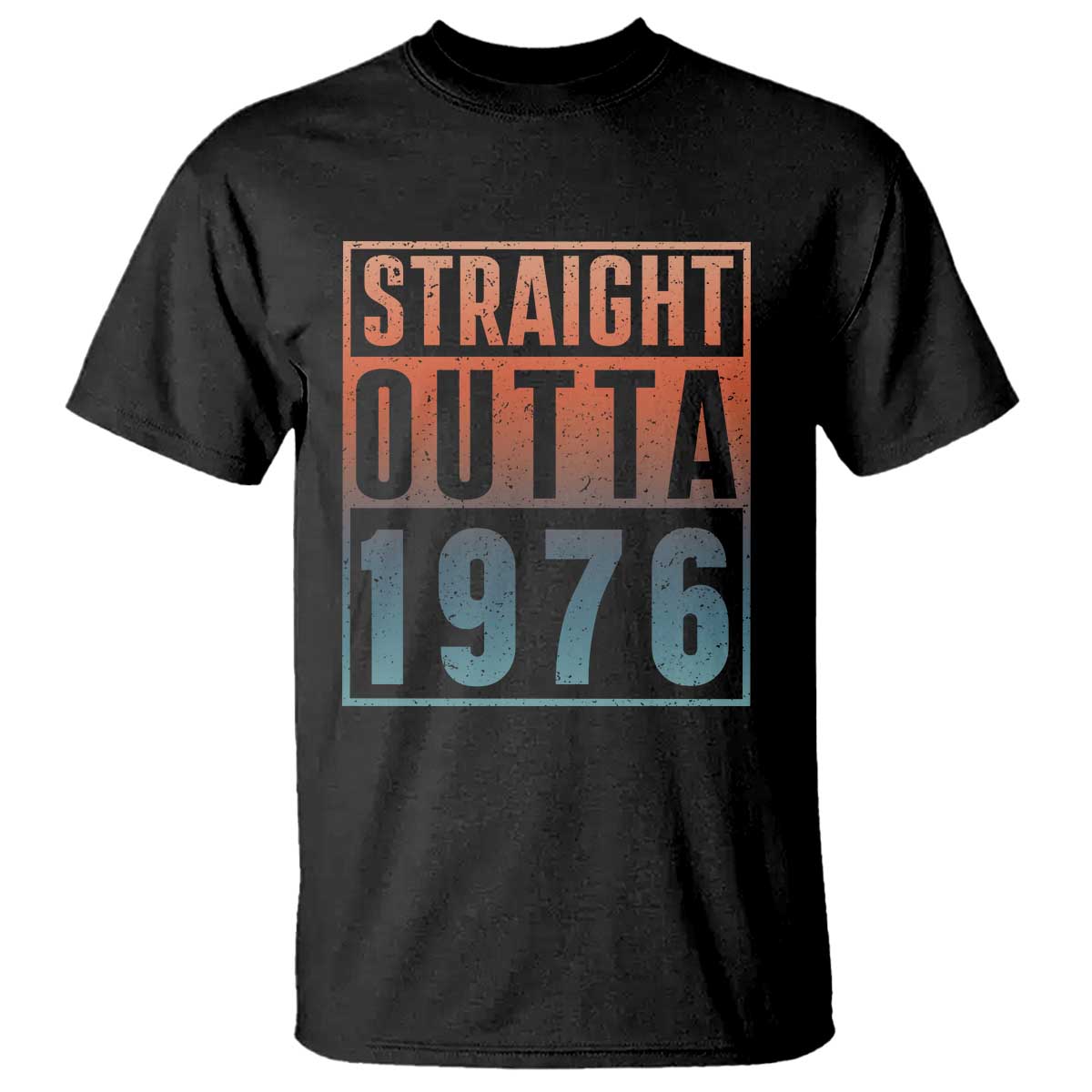 Straight Outta 1976 T Shirt Funny 50th Birthday Retro Neon Gradient Effect Printing