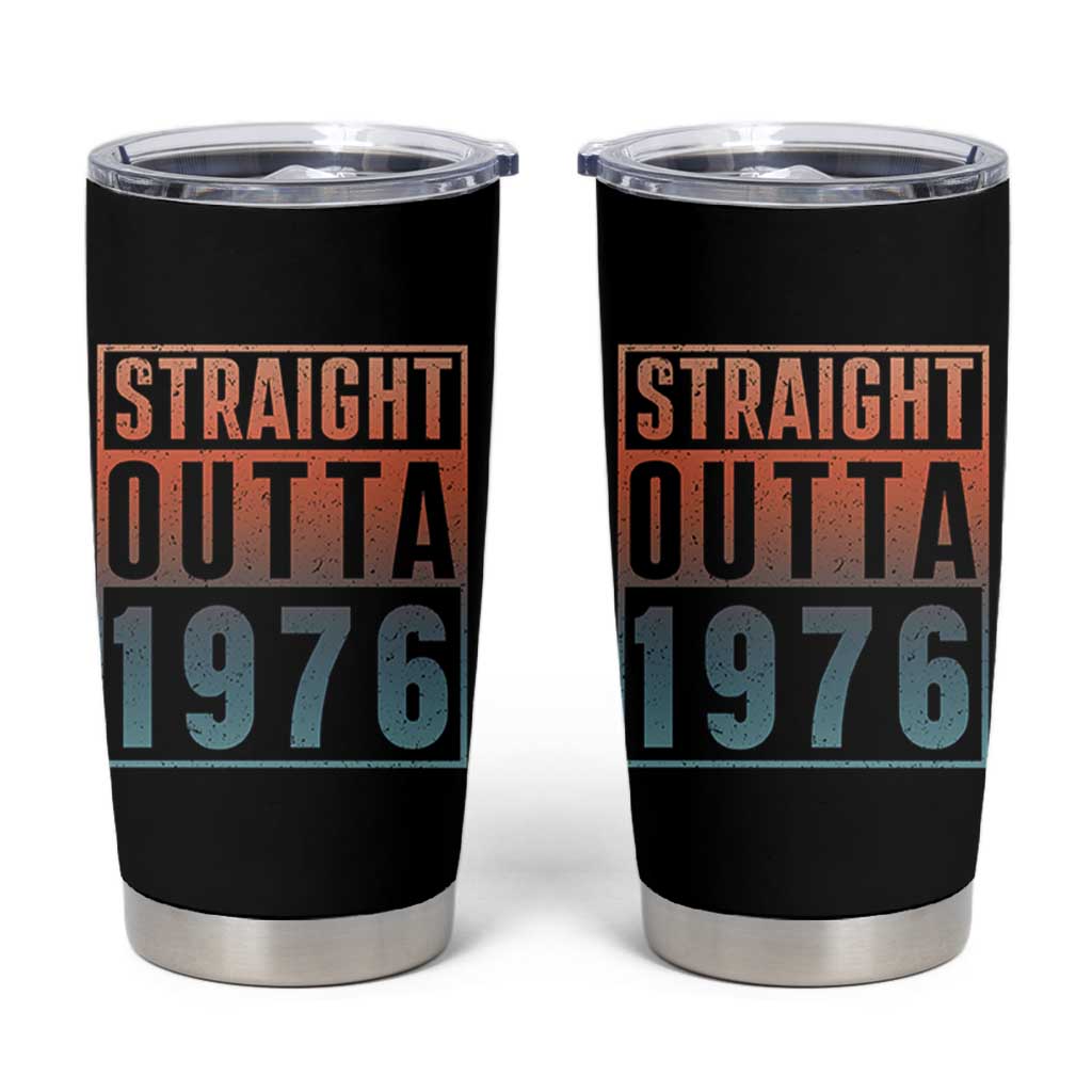 Straight Outta 1976 Tumbler Cup Funny 50th Birthday Retro Neon Gradient Effect Printing