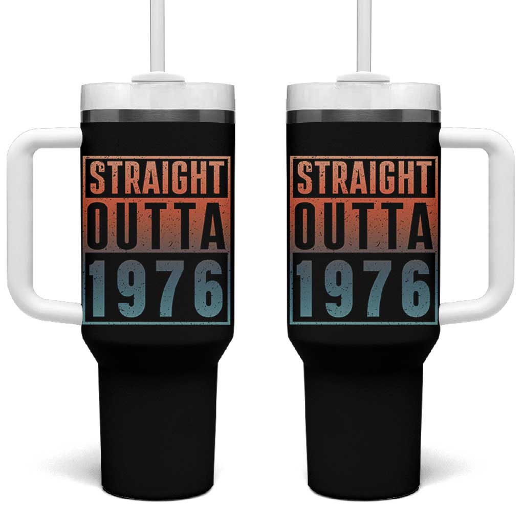 Straight Outta 1976 Tumbler With Handle Funny 50th Birthday Retro Neon Gradient Effect Printing