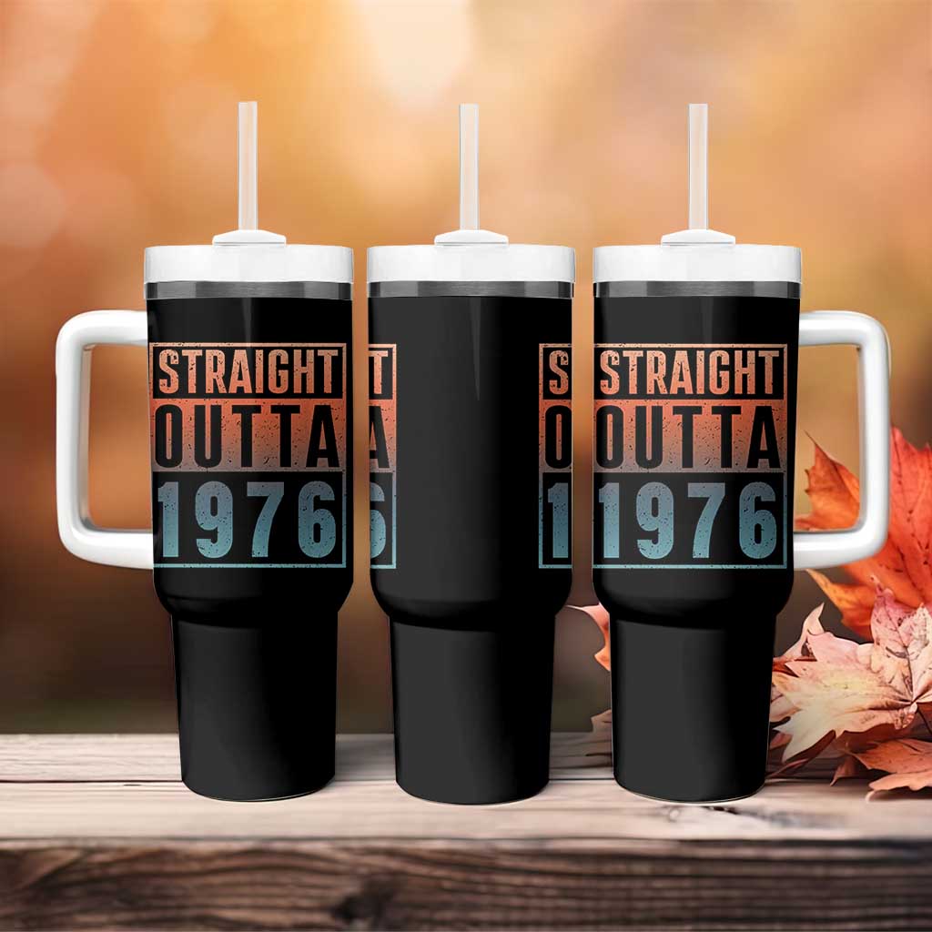Straight Outta 1976 Tumbler With Handle Funny 50th Birthday Retro Neon Gradient Effect Printing