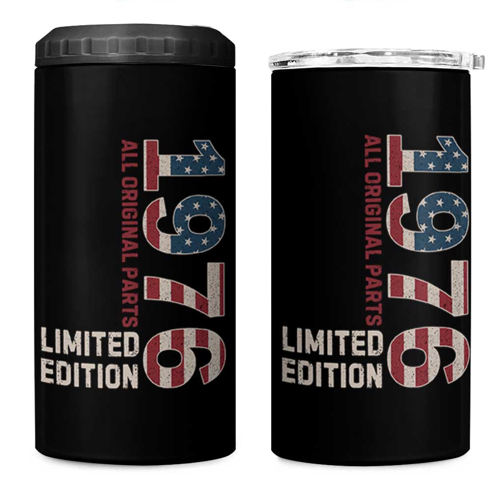 Vintage 1976 All Original Parts 4 in 1 Can Cooler Tumbler Patriotic US Flag 50th Birthday Gift
